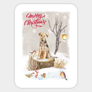 Welsh Terrier Merry Christmas Santa Dog Sticker